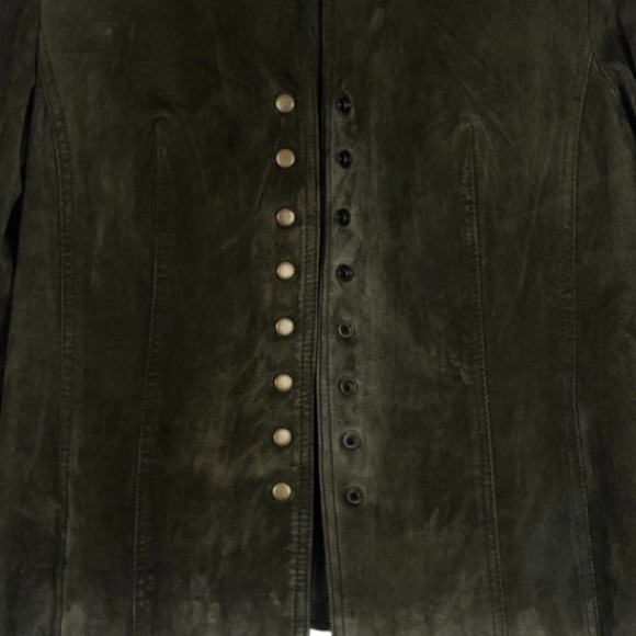 Vintage Coldwater Creek Olive Suede Button Up Jacket Womens Casual Blazer Style - Picture 7 of 8
